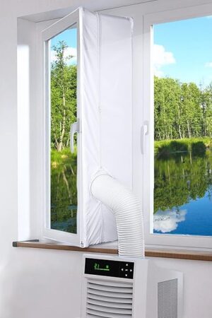 400CM(157") Window Seal Kit, Casement AC Window Vent Seal Kit, 100% Sealing Effect Waterproof Window Seal Kit, Easy Installation, Fit for Single & Dual Hose Portable Air Conditioner, Tumbler Dryer