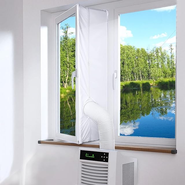 400CM(157") Window Seal Kit, Casement AC Window Vent Seal Kit, 100% Sealing Effect Waterproof Window Seal Kit, Easy Installation, Fit for Single & Dual Hose Portable Air Conditioner, Tumbler Dryer