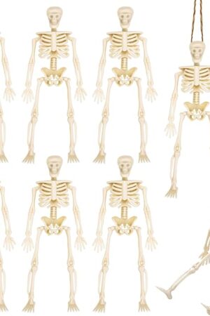 8PCS Skeletons Halloween Decorations 6 Inch Small Skeletons Figurines Mini Skeletons for Halloween Indoor Outdoor Graveyard Decor Haunted House Accessories Party Favors
