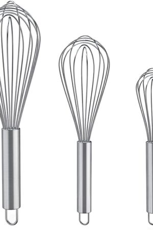 Whisks for Cooking, 3 Pack Stainless Steel Whisk for Blending, Whisking, Beating and Stirring, Enhanced Version Balloon Wire Whisk Set, 8"+10"+12"