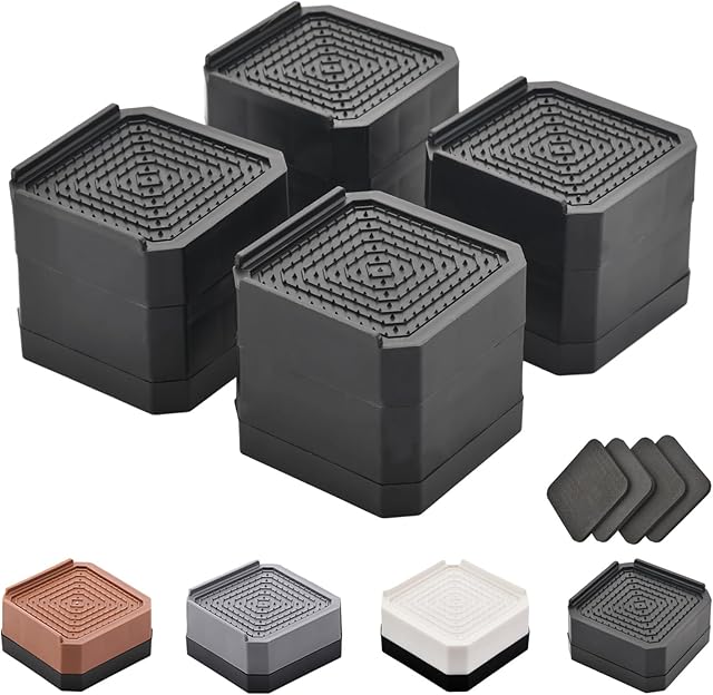 Bed Risers Furniture Risers Heavy-Duty Rectangular Adjustable Block Lift to 3 inches and 4.3 inches Desk, Sofa, Chair Legs, Refrigerator, Washing Machine Support up to 4000 pounds