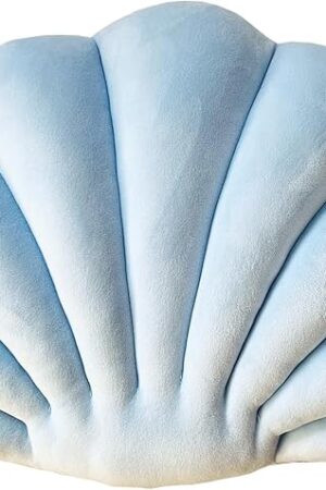YRXRUS Shell Throw Pillows, Light Blue Shell Shaped Pillow, Small Cute Seashell Decorative Pillow Ocean Series Cushion for Bedroom Living Kids Room Gifts Pillow 11 X 8 Inch