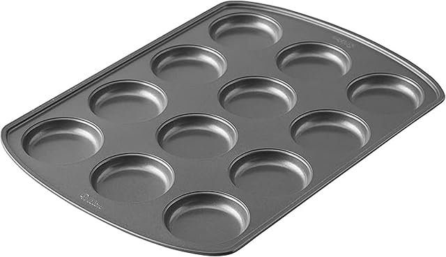 Wilton Gold Premium Non-Stick Warp-Resistant Bakeware, Made without PFAs, Muffin Top Pan, 12-cavity, 11x16 in, Packaging May Vary