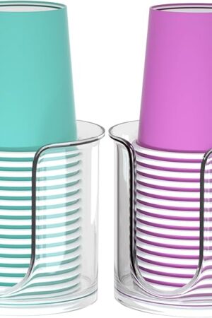 2 Pack Bathroom Cup Dispenser - Countertop 3 oz Bathroom Cup Holder for Dixie and Paper Cups - Mouthwash Cup Holder for 3oz Bathroom Cups（Clear）
