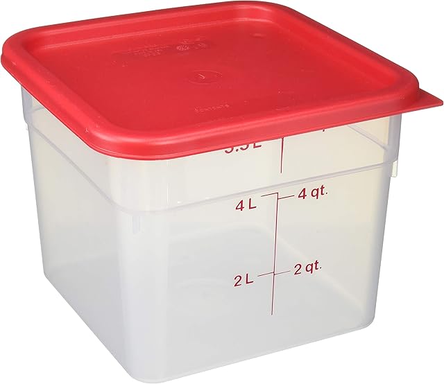 Cambro 6SFSPP190 CamSquare Storage Container, Translucent, 6 qt With Lid