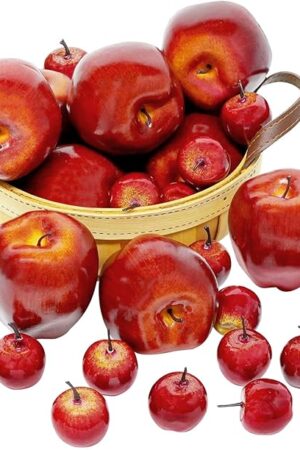 BigOtters 30PCS Fake Apples, Fall Decor Lifelike Fake Fruits Red Artificial Apples Simulation for Kitchen Table Centerpiece, Harvest Decoration, Photography Props, Wreath DIY Crafts
