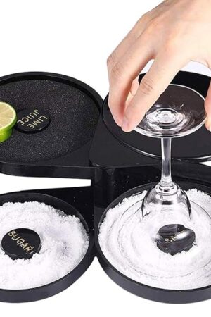 1 Pack 3 Tier Bar Glass Rimmer for Margarita and Cocktail, Bartender Tool,Salt Box Spice Container