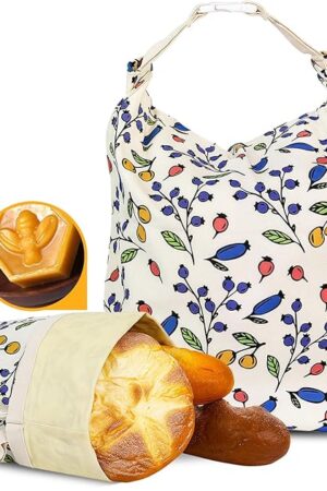 2 Packs Large Cotton Beeswax Bread Bags - 19x13 Inch Reusable Bread Storage Bags,for for Homemade Bread Home Cooks storage Easy Clean(Berry)