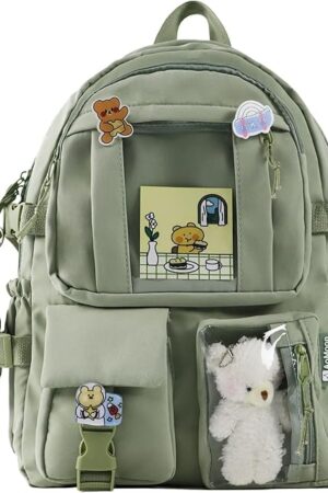 AoMoon Kawaii Backpack Rucksack for Teen Girls Student Bookbags Green-C