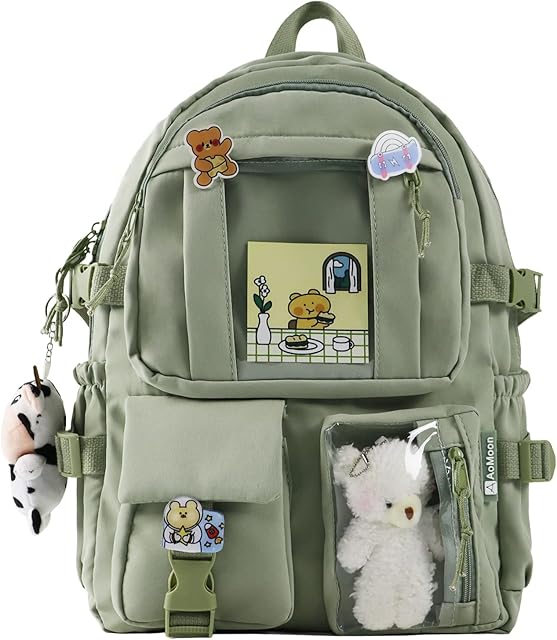 AoMoon Kawaii Backpack Rucksack for Teen Girls Student Bookbags Green-C