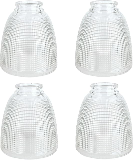 Aspen Creative 23111-4 Contemporary Style Replacement Clear with Grid Pattern Glass Shade, 2-1/8" Fitter Size, 5-1/8" high x 4-1/2" diameter, 4 Pack