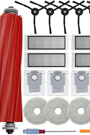 Accessories Kit Compatible with Roborock Q Revo?Not for Qrevo S/Pro/Plus/Maxv】Robtic Vacuum Cleaner, 2 Main Brush Roller, 4 Hepa Filters,4 Mop Pads,4 Dust Bags, 6 Side Brush,22 Pack Replacement Parts