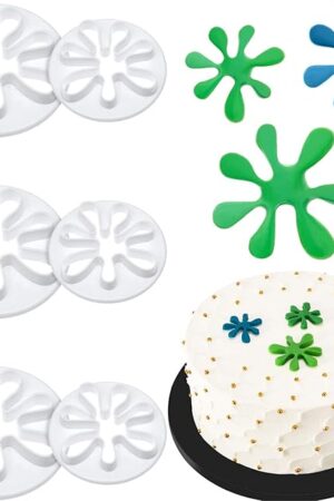 Boao 6 Pieces Paint Cookie Mold Splatter Chocolate Molds Fondant Mold for Cake Baking Cake Cupcake Topper Decoration Sugar Cookie Supplies Mini Polymer Clay Crafting Projects Kitchen DIY Baking Tools