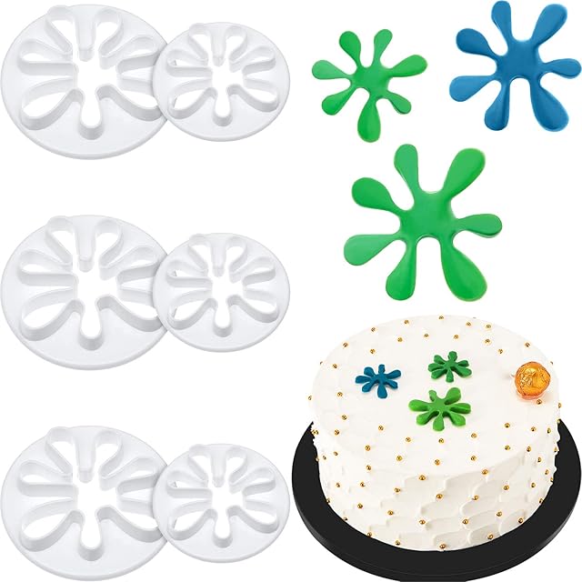 Boao 6 Pieces Paint Cookie Mold Splatter Chocolate Molds Fondant Mold for Cake Baking Cake Cupcake Topper Decoration Sugar Cookie Supplies Mini Polymer Clay Crafting Projects Kitchen DIY Baking Tools