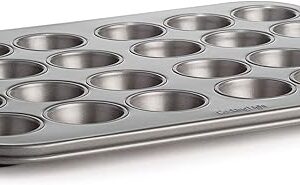 Cooking Light Mini Muffin Pan Carbon Steel Quick Release Coating, Non-Stick Bakeware, Heavy Duty Performance, 24-Cup, Gray