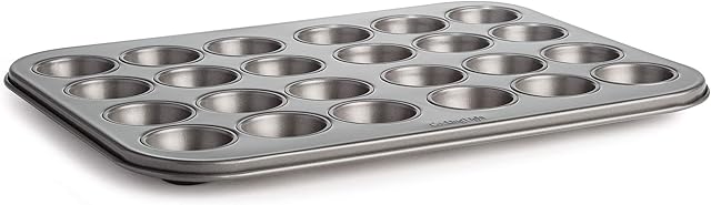 Cooking Light Mini Muffin Pan Carbon Steel Quick Release Coating, Non-Stick Bakeware, Heavy Duty Performance, 24-Cup, Gray