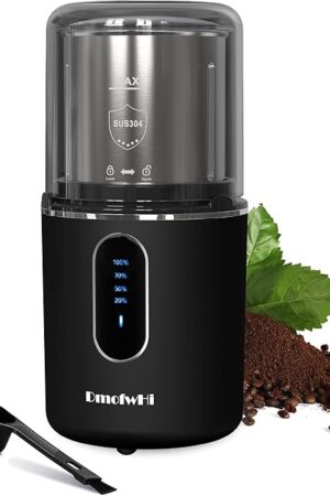 DmofwHi Cordless Coffee Grinder Electric, USB Rechargeable Coffee Bean Grinder with 304 Stainless Steel Blade and Removable Bowl-Black