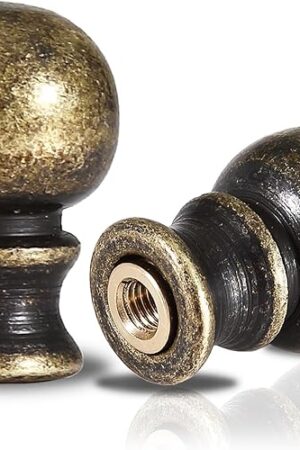 2 Packs Brass Lamp Finials, Solid Finials for Lamps, Lamp Shade Screw Caps, Antique Brass Lamp Finials Decorative for Table Lamp, Floor Lamp