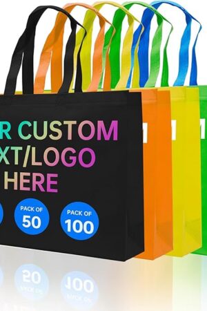 Custom Tote Bags 10/50/100 Pack,Promotional Items With Your Logo, personalized Bulk Grocery Bags, Reusable Shopping Bags