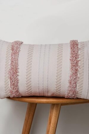 Boho Throw Pillow Covers Tufted Decorative Pillows Cover for Couch Bed Small Lumbar 12 x 20 inch Pillow Cover, Modern Accent Farmhouse Neutral Throw Pillow Case, Pink