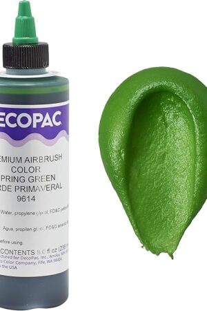 DecoPac Spring Green Food Coloring, 8 Fl Oz Airbrush Food Color, Edible Airbrush For Cake Decorating, Cookie Airbrush Coloring, Food Airbrush Kit Add-on, Airbrushes For Cake Decorating 8Fl Oz
