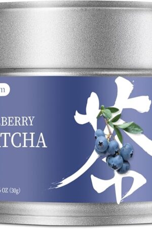 Chaism Blueberry Matcha Latte Mix - Premium Matcha Green Tea Powder Gluten-Free Vegan, 1.06oz Tin