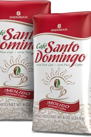 Café Santo Domingo, 8 oz Bag, Ground Coffee, Medium Roast - Product from the Dominican Republic (Pack of 2)