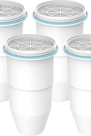 AQUA CREST NSF/ANSI 53 Certified Multiple-Stage Replacement Water Filters, Replacement for ZR-017 Pitcher Filters and Dispenser Filters, Reduce TDS, PFOA/PFOS, Chlorine, Bad Taste and Odor, 4 Packs