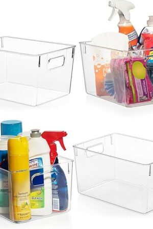 ClearSpace Clear Plastic Storage Bins – Pantry Organizers & Storage Containers, Cabinet Organizer - Home Organization Must Haves for Kitchen, Laundry Room, Office, Closet, Garage & Freezer