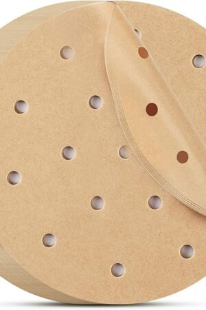 Beasea Air Fryer Round Liners 6 Inch, 200pcs Parchment Paper Unbleached Filter Paper Perforated Parchment Paper Bamboo Steamer Papers for Air Fryer and Steaming Basket