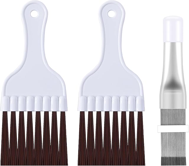 3Pcs AC Fin Comb Straightener Coil Cleaning Brush Kit ac Condenser Coil CleanerEvaporator Coil Brush Air Conditioner Brush Radiator Fin Cleaner Ac Comb Tool
