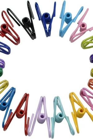 Chip Clips, 20 Pcs 2 Inch 10 Different Mixed Colors Utility Metal Clips PVC-Coated High Elasticity Good Persistence for Clothespins Paper/Food Bag Clips Clothes Pins (20)