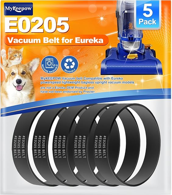 E0205 Vacuum Belt Compatible with Eureka PowerSpeed Lightweight Vacuum Cleaner NEU180, NEU181, NEU182, NEU182A, NEU182B, NEU186, NEU188,NEU192, 5 Pack