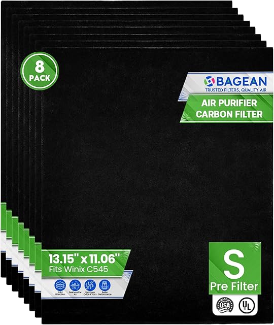 Bagean Activated Carbon Pre Filter Replacement - Compatible with Winix Air Purifier Filter Replacement C545 - Fits Winix Filter S - Air Purifier Filters Absorb Odors and Freshen the Air (8-Pack)