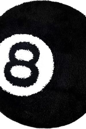 8 Ball Rug - 24 inch Black Round Carpet Billiard Pool 8 Ball Carpet, Non-Slip Flocking Floor Bath Mat for Living Room Decor, Alt Room Decor Soft Y2K Rug Hypebeast Doormat for Bedroom