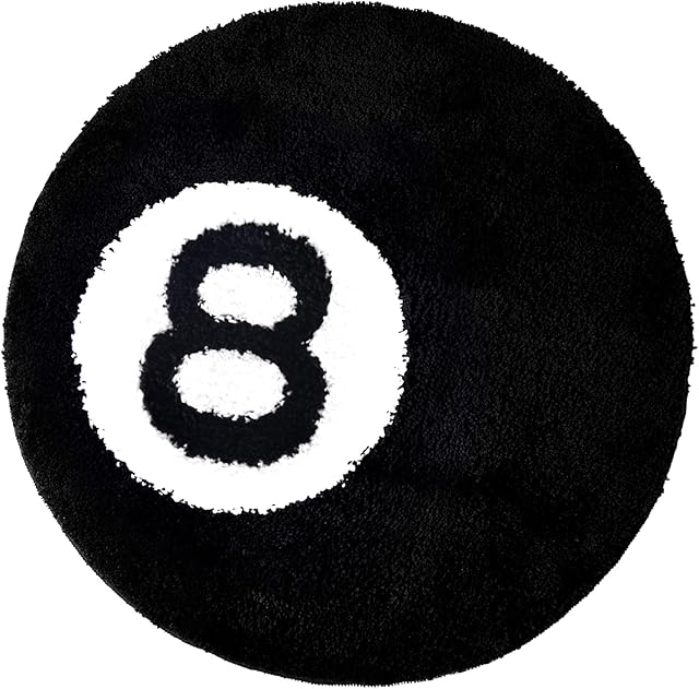 8 Ball Rug - 24 inch Black Round Carpet Billiard Pool 8 Ball Carpet, Non-Slip Flocking Floor Bath Mat for Living Room Decor, Alt Room Decor Soft Y2K Rug Hypebeast Doormat for Bedroom