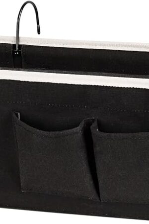 Bedside Storage Caddy Hanging Storage Bag Book Phone Magazine Holder Black