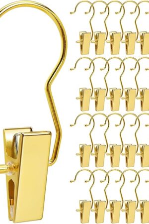 Amber Home 24 Pack Gold Boot Clips for Closet, Gold Boot Hangers with Hooks, Laundry Hooks, Clothes Pins, Portable Home Travel Hangers for Hat, Towels, Bras, Socks