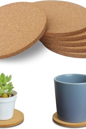 6Pcs Cork Coasters, Tivnhuils 3.9 inch Cork Coaster Desk, Coaster Set for Cup and Plant