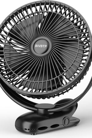 12000mAh Clip on Fan 30H Longest Runtime, 8in Portable Fan Rechargeable, Ultra Quiet with Heavy-Duty Clamp, USB Desk Fans for Golf Cart,Office Desk, Treadmill, Camping, Bedroom