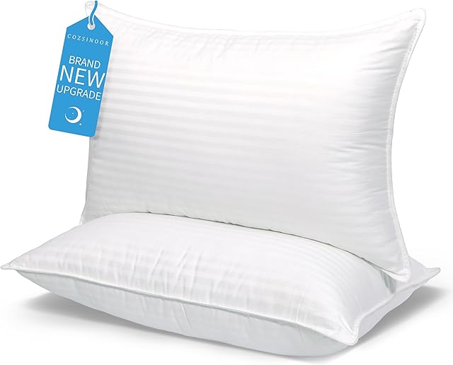 COZSINOOR Bed Pillows for Sleeping Queen Size - Hotel Quality Set of 2 - Breathable Down Alternative Microfiber Filled for Back, Stomach, Side Sleepers, Cooling & Skin-Friendly