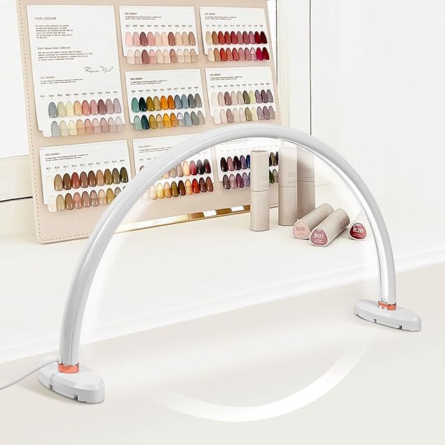 BZJ Half Moon Light for Nail Desk 16in Nail Lamp for Desk LED Table Light Multiple Color Modes and Brightness for Beauty Eyelash Makeup Tattoo Crafts Reading Spa Salon Nail Tech