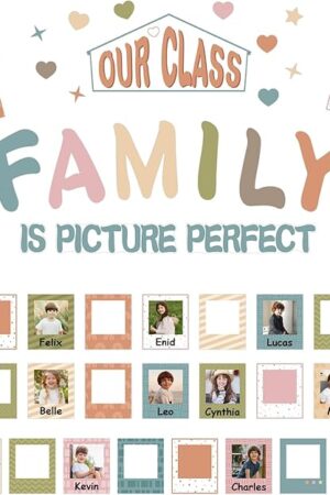 COCHIE Boho Classroom Bulletin Board Decor Set of 56, Classroom Door Decor, Our Class is a Family Picture Bulletin Board Decoration, Back to School Decorations Teacher Must Haves (Boho)