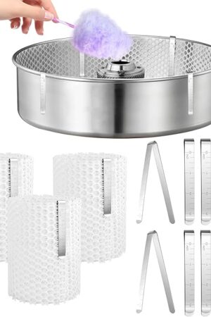 3 Set Cotton Candy Mesh and 12pcs Clip Stabilizer Kit, Cotton Candy Machine Supplies Reusable Stainless Steel Clips Candy Making Accessories Compatible Candy Floss Maker