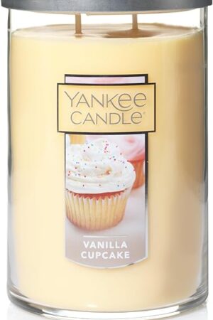 Yankee Candle Vanilla Cupcake Scented Classic Large 22oz 2-Wick Candle Over 75 Hours Burn Time Ideal for Gifting