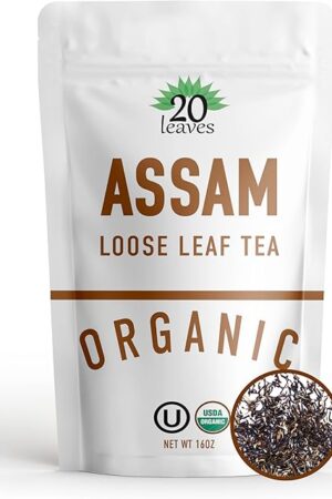 Assam Loose Leaf Black Tea - 100% Certified Organic - 1lb Pouch - 16oz Resealable Bag - 1 Pack