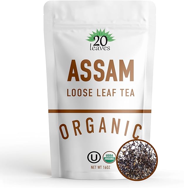 Assam Loose Leaf Black Tea - 100% Certified Organic - 1lb Pouch - 16oz Resealable Bag - 1 Pack