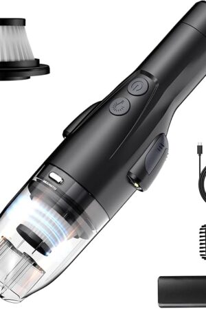 Cordless Vacuum Handheld, Car Vacuum Cleaner High Power 8000Pa, Portable for Car, Home, Office,Pet, Mini Rechargeable 4-in-1 (Vacuum+LED Light+Cutter+Window Breaker)