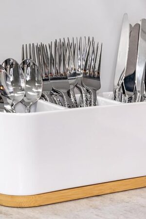 DAILY RITMO® White Countertop Silverware Holder