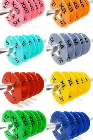 Clothes Size Dividers | 40 Pieces 8 Colors XXS-XXXL | Ultimate Clothing Rack Dividers | Round Clothes Rack Clothes Hangers, Commercial Clothing Racks, Clothing Shops by GIDABRAND